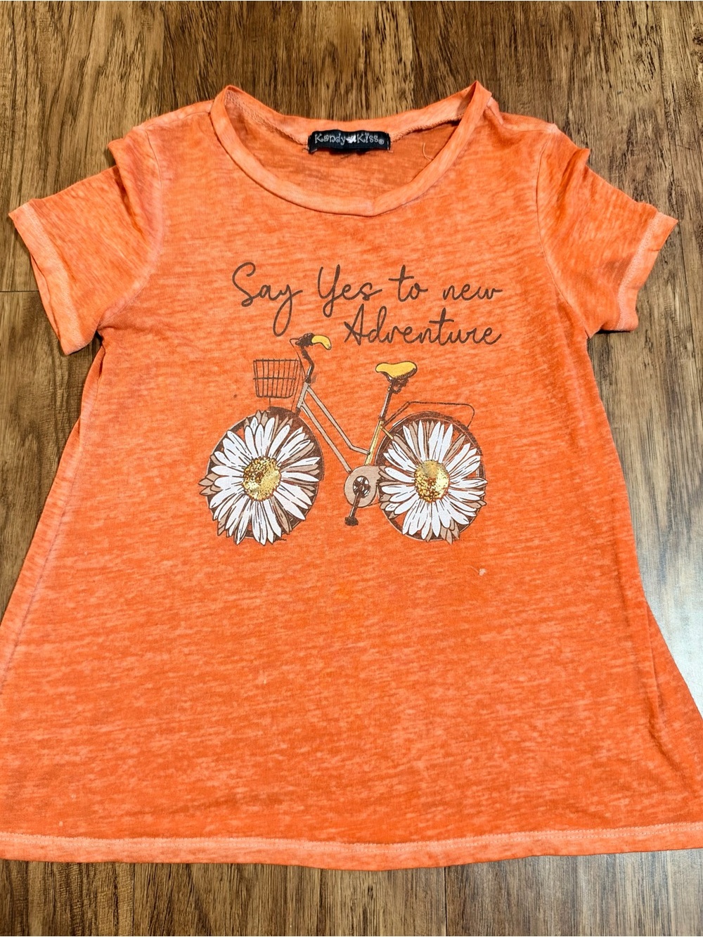 Kandy Kiss Orange Bicycle Graphic T-Shirt – Girls